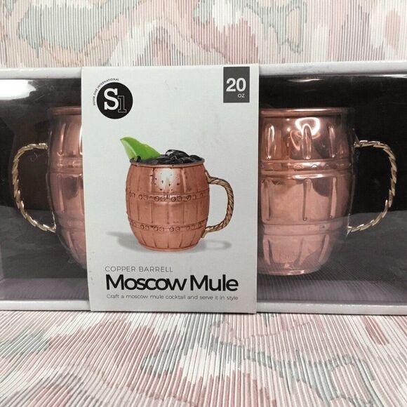 NWB Moscow Mule Finish Solid Copper Set Of 2 550 ml Copper Mug Cup Gift Set New - Picture 1 of 9